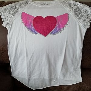 Girlyfied White Tee with Lace and Glitter